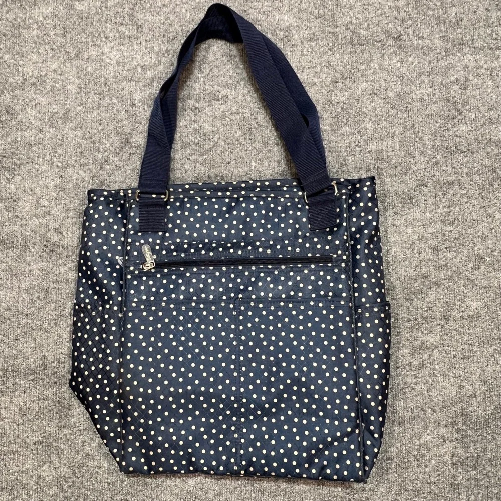 Thirty-One Take Two Tote Backpack Navy Dancing Dot Convertible Thermal Pocket